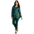 thumbnail image 1 of Roaman's Women's Plus Size Sequin Keyhole Blouse, 1 of 3