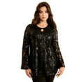 thumbnail image 1 of Roaman's Women's Plus Size Sequin Keyhole Blouse, 1 of 6