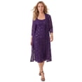 thumbnail image 1 of Roaman's Women's Plus Size 3/4 Sleeve Formal Duster Sequin – Embellished Lace Dress Set, 1 of 4