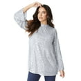 thumbnail image 1 of Roaman's Women's Plus Size Sequin Mock Neck Blouse, 1 of 4