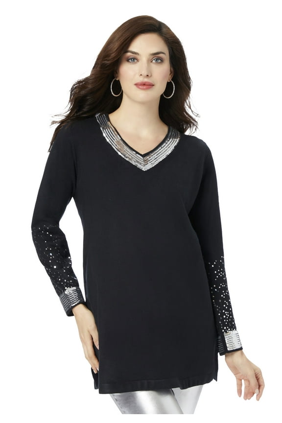 Women's Plus Size Sequin Pullover Sweater