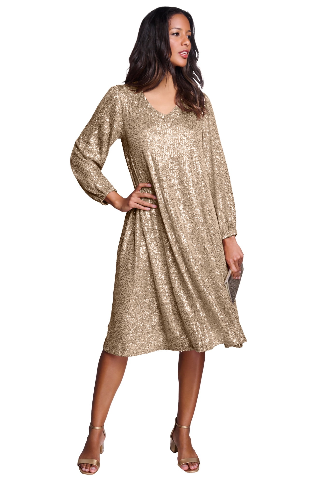 Roaman's Women's Plus Size Sequin Swing Dress - Walmart.com