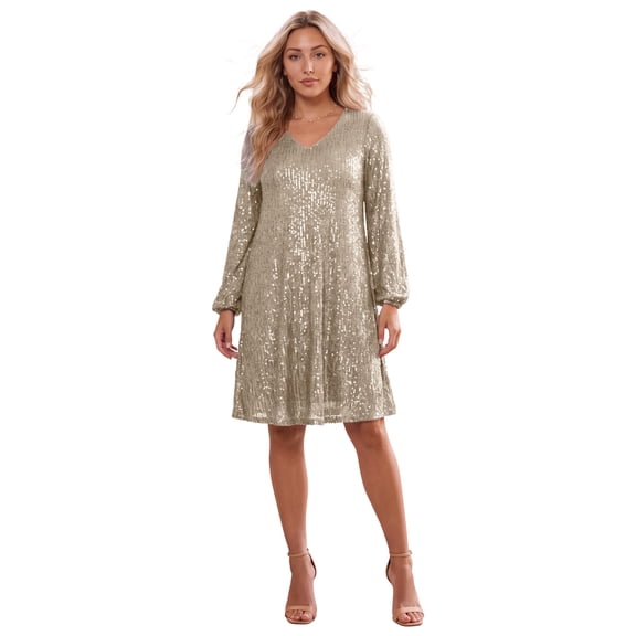 Roaman's Women's Plus Size Sequin Swing Dress