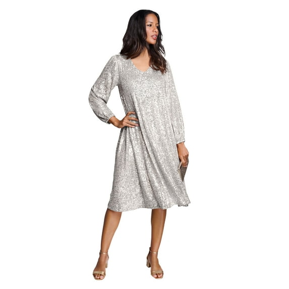 Roaman's Women's Plus Size Sequin Swing Dress
