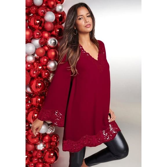 Roaman's Women's Plus Size Sequin Tunic