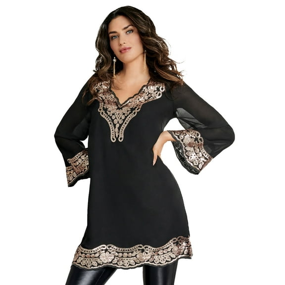 Roaman's Women's Plus Size Sequin Tunic