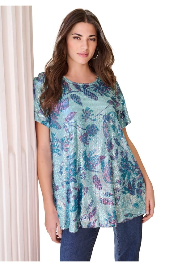 Women's Plus Size Sequin Swing Tee
