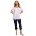 thumbnail image 1 of Roaman's Women's Plus Size Shirred Eyelet Button-Front Blouson Tunic, 1 of 2
