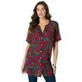 thumbnail image 1 of Roaman's Women's Plus Size Plus Size Angelina Tunic Top – Short Sleeve, Flowy Fit, Everyday Comfort, 1 of 5