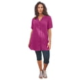 thumbnail image 1 of Roaman's Women's Plus Size Angelina Crinkle Crepe Y-Neck Short Sleeve Tunic, 1 of 6