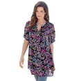 thumbnail image 1 of Roaman's Women's Plus Size Angelina Tunic Top – Short Sleeve, Flowy Fit, Everyday Comfort, 1 of 6
