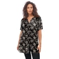 thumbnail image 1 of Roaman's Women's Plus Size Angelina Crinkle Crepe Y-Neck Short Sleeve Tunic, 1 of 6