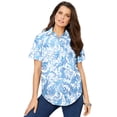thumbnail image 1 of Roaman's Women's Plus Size Kate Short Sleeve Easy Cotton-Blend Button-Front Shirt, 1 of 4