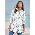 thumbnail image 1 of Roaman's Women's Plus Size Kate Short Sleeve Easy Cotton-Blend Button-Front Shirt, 1 of 4