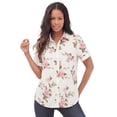 thumbnail image 1 of Roaman's Women's Plus Size Kate Short Sleeve Easy Cotton-Blend Button-Front Shirt, 1 of 4