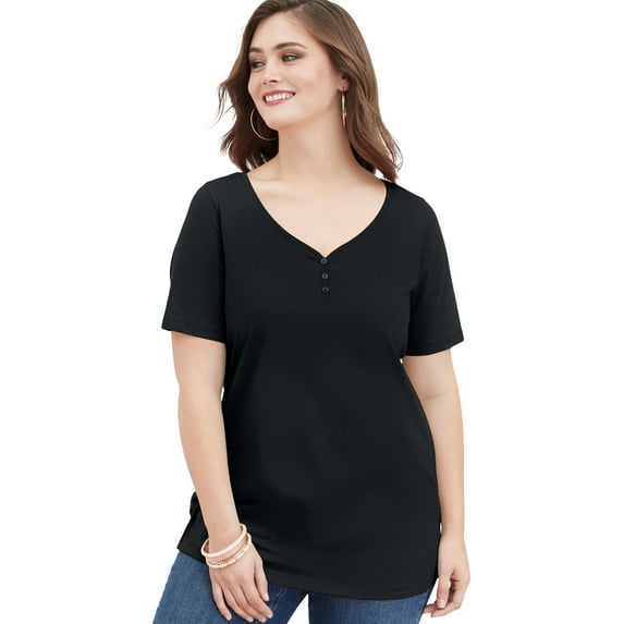 Roaman's Women's Plus Size Ultimate Short Sleeve Sweetheart Tee