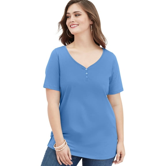 Roaman's Women's Plus Size Ultimate Short Sleeve Sweetheart Tee