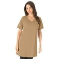 thumbnail image 1 of Roaman's Women's Plus Size Cotton Short Sleeve V-Neck Ultimate Tunic, 1 of 5