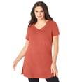 thumbnail image 1 of Roaman's Women's Plus Size Cotton Short Sleeve V-Neck Ultimate Tunic, 1 of 5