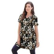 ROAMAN'S Women's Plus Size Cotton Short Sleeve V-Neck Ultimate Tunic