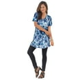 thumbnail image 1 of Roaman's Women's Plus Size Cotton Short Sleeve V-Neck Ultimate Tunic, 1 of 5