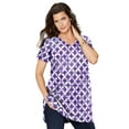 thumbnail image 1 of Roaman's Women's Plus Size Cotton Short Sleeve V-Neck Ultimate Tunic, 1 of 5