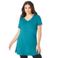 thumbnail image 1 of Roaman's Women's Plus Size Cotton Short Sleeve V-Neck Ultimate Tunic, 1 of 5