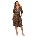 thumbnail image 1 of Roaman's Women's Plus Size Short Sleeve Wrap Fit And Flare Dress, 1 of 3