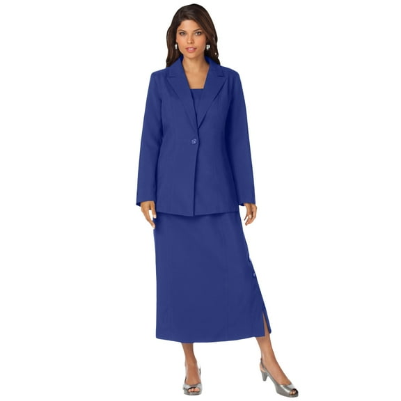 Roaman's Women's Plus Size Side Button Suit Jacket Dress