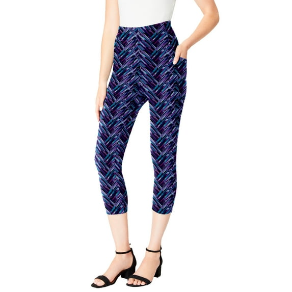 Roaman's Women's Plus Size Side-Pocket Essential Capri Legging