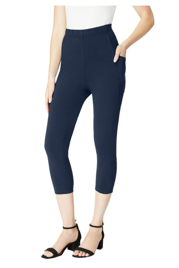Women's Plus Size Side-Pocket Essential Capri Legging