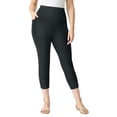 thumbnail image 1 of Roaman's Women's Plus Size Side-Pocket Essential Capri Legging, 1 of 6