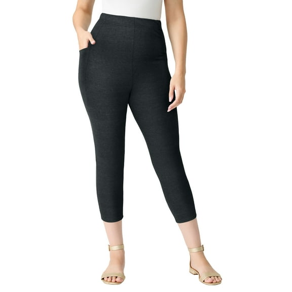 Roaman's Women's Plus Size Side-Pocket Essential Capri Legging