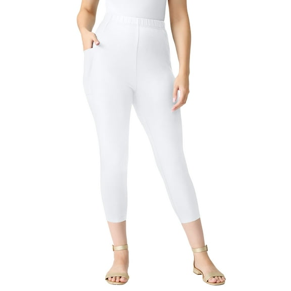 Roaman's Women's Plus Size Side-Pocket Essential Capri Legging