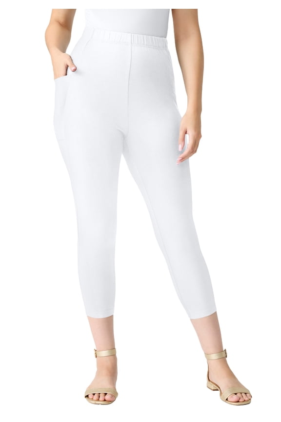 Women's Plus Size Side-Pocket Essential Capri Legging