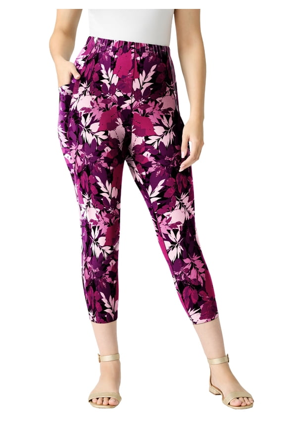 Women's Plus Size Side-Pocket Essential Capri Legging