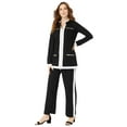 thumbnail image 1 of Roaman's Women's Plus Size Side Stripe French Terry Pull On Pant Set, 1 of 6