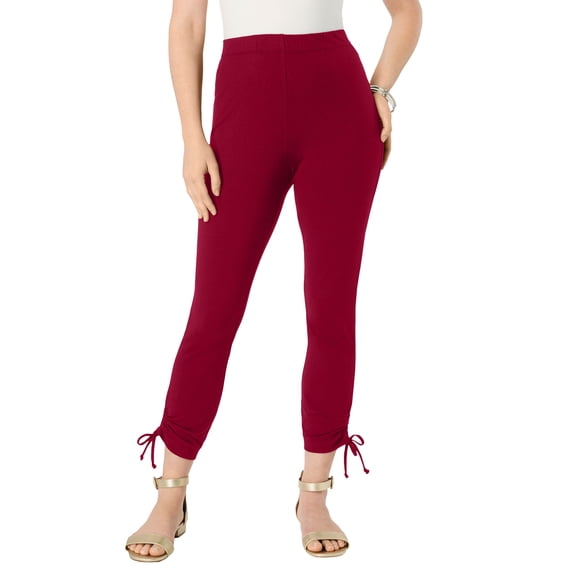Roaman's Women's Plus Size Side Tie Ruched Capri