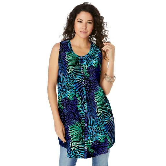 Roaman's Women's Plus Size Sleeveless Angelina Tunic