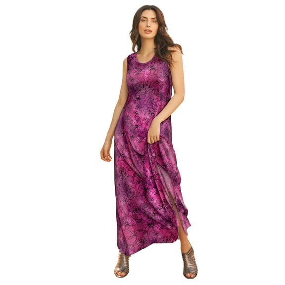 Roaman's Women's Plus Size Hand-Crinkled Sleeveless Dress