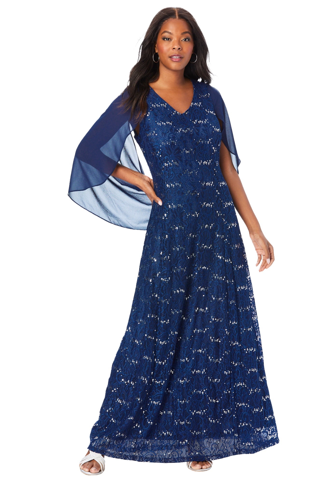 Roaman's Women's Plus Size Sleeveless Lace Gown - Walmart.com