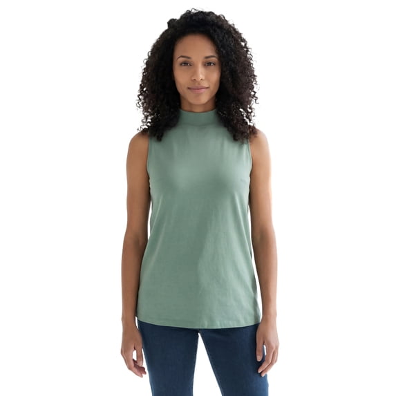 Roaman's Women's Plus Size Ultimate Sleeveless Mockneck Tee