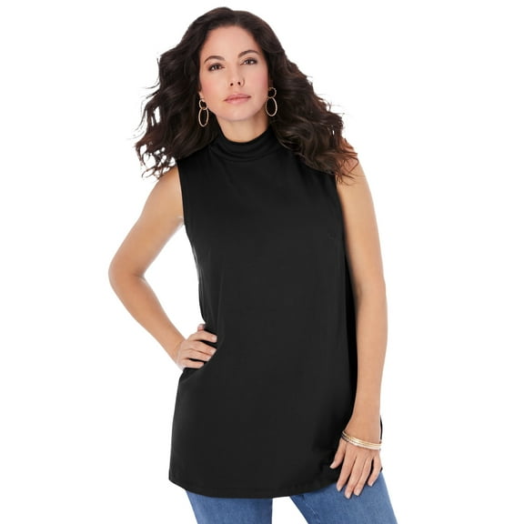 Roaman's Women's Plus Size Ultimate Sleeveless Mockneck Tee