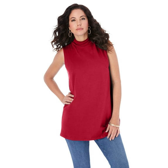 Roaman's Women's Plus Size Ultimate Sleeveless Mockneck Tee