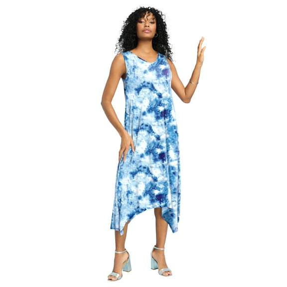 Roaman's Women's Plus Size Stretch Knit Mid Length Sleeveless Swing Dress