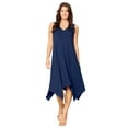 thumbnail image 1 of Roaman's Women's Plus Size Stretch Knit Mid Length Sleeveless Swing Dress, 1 of 4