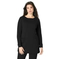 thumbnail image 1 of Roaman's Women's Plus Size Snap Button Boatneck Soft Knit Tunic, 1 of 1