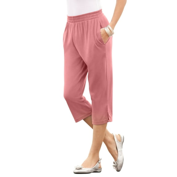 Roaman's Women's Plus Size Soft Knit Pull-On Capri Pant