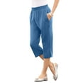 thumbnail image 1 of Roaman's Women's Plus Size Soft Knit Relaxed Pull-On Capri Pant, 1 of 6