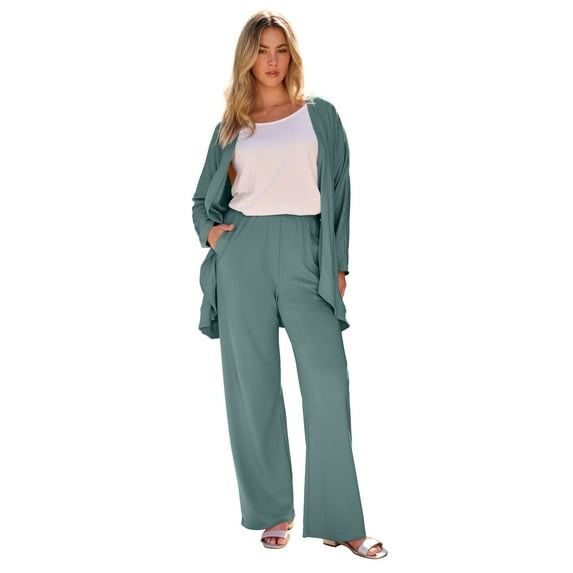 Roaman's Women's Plus Size Soft Knit Cascade Cardigan